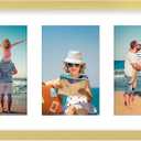decorUhome 8x24 Picture Frames Collage Wall Decor, Display 5Pcs 4x6 Photos with Mat or 1Pcs 8x24 Unmatted, 5 4x6 Collage Picture Frames for Wall Mounting, Gold