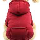 Jecikelon Winter Dog Hoodie Sweatshirts with Pockets Warm Dog Clothes for Small Dogs Chihuahua Coat Clothing Puppy Cat Custume (Wine Red, Medium)