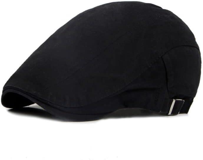 FASHIXD Mens Cotton Flat Cap Newsboy Hats for Men Breathable Flat Cap Hat (One Size, Black)