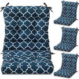 Hoteam 4 Set Outdoor Patio Chair Cushions 20 x 42 in Deep Seat Waterproof Patio Cushions Set for Furniture Replacement Removable Seat and Back (Lantern)