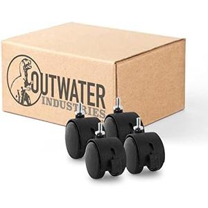 2" Wheel Diameter | Black Nylon Swivel Hooded Samson Twin Wheel Caster with Brake | and 1/4-20 x 1/2" Threaded Stem | Installed mounting Height: 2-5/16''| 4 Pack