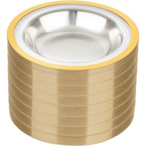 Liacere 60Pcs Gold Plastic Bowls - Disposable Clear and Gold Dessert Bowl - 12OZ Premium Plastic Soup Bowls for Wedding & Christmas & New Year