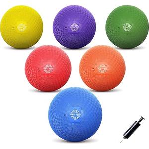 BallFUN Dodgeballs Playground Balls, Dodge Ball Set for Kids & Adults, Bouncing Kickballs Handball for Outdoor & Indoor Games - Includes Pump & Mesh Storage Bag, 6 Piece, 7 inch.