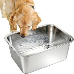 Lonepetu 3 Gallons Large Dog Water Bowl, Stainless Steel Metal Dog Bowls, Large Capacity Pet Food Bowl Water Dish for Indoor and Outdoor Universal for Medium to Giant Dogs