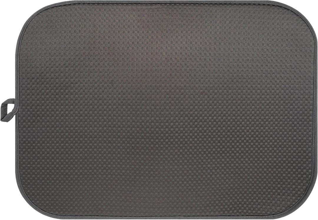 2 x Dark Gray Dish Drying Mats 20" x 15", XL Kitchen Drying Mat for Counter, Microfiber Dish Dryer Mat, Microfiber Dish Rack Mat, Foldable Dish Drying Pad for Dishes, Pots, Pans (Dark Gray)