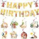 Farm Birthday Decorations Animal Banner - 10 Pcs Barnyard Themed Banner Hanging Swirls Photo Prop Decor For Barn Party Home Favors Supplies