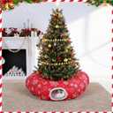 Christmas Tree Cat Tunnel Bed Cat Donut Tunnel Toy Under Christmas Tree Skirt, Flannel Kittens Cave Donut Multifunctional Hide Place for Rabbit Puppy, Snowflake Pattern(Red,White)