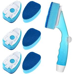 Non Scratch Dishwand Refill with Handle, 6 Heavy Duty Dish Wand Refills, Replacement Sponge Heads Set, Soap Control Dispenser Scrubbers, Dishwashing Scrub Dispensing Brush, Dishwasher Cleaning Tool