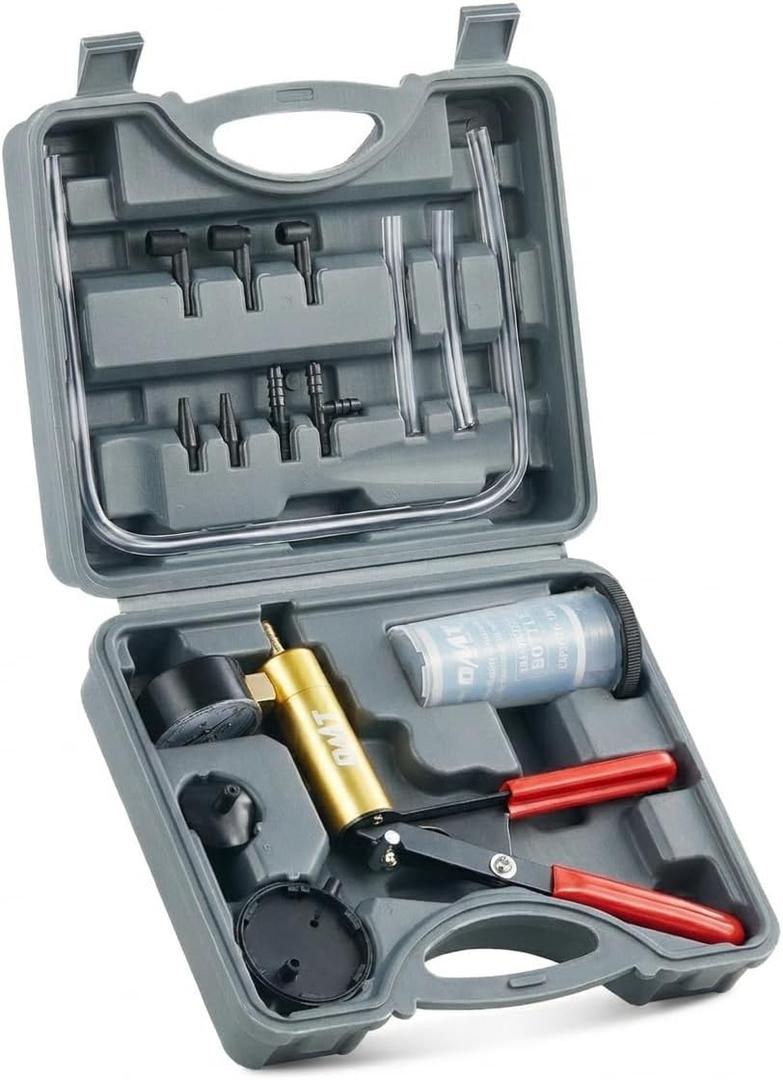 Orion Motor Tech Brake Bleeder Kit with Hand Vacuum Pump and Adapters, Brake Bleeding Kit for Brake Fluid Power Steering Fluid More, Vacuum Brake Bleeder Pump with Pressure Gauge (Gray)