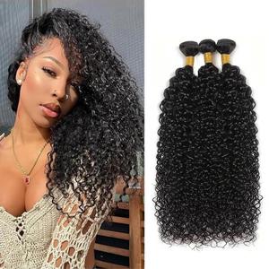 16 18 20 Inch Curly Human Hair Bundles #1B Natural Black Bundles Human Hair Kinkycurly Weave Unprocessed Native Virgin Hair 100/PC 3 Hair Extensions for Women