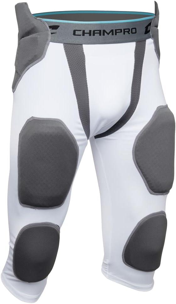 CHAMPRO Tri Flex 7-Pad Girdle Football Pants (Medium, White)