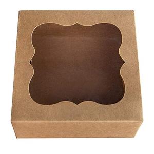 ONE MORE 6"x6"x3"Brown Bakery Boxes with pvc Window for Pie and Cookies Boxes Small Natural Kraft Paper Box 6x6x3inch,Pack of 12
