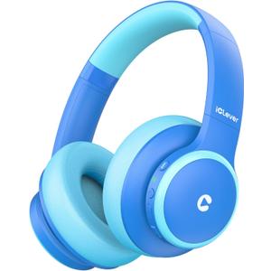 iClever BTH26 Active Noise Cancelling Headphones for Kids, 60H Play Time, Safe Volume 80dBA, Type C Fast Charging, Bluetooth5.4, Kids Bluetooth Headphones with Mic AUX Cord for iPad Airplane, Blue