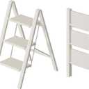 HillhutApex 3 Step Ladder, Lightweight Portable 3 Step Stool with Anti-Slip Wide Pedal, 330lbs Capacity Aluminum Ladder for Household,Office,Kitchen(White)