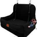 Dog Car Seat for Medium/Large Dogs Under 50 lbs,Contains 4 Inches of Memory Foam Pet Booster Seat with 2 Safety Leashes,Detachable & Washable Car BedMulti-Functional Pet Travel Bed with Pockets (Black)
