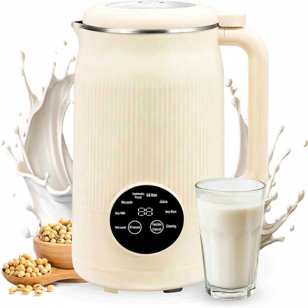 8 in 1 Nut Milk Maker, Soy milk Machine Maker 40oz Homemade Almond, Oat, Coconut, Plant Based and Non Dairy Beverages, Automatic Soybean Machine With Delay Start/Keep Warm/Boil Water/Self-Cleaning
