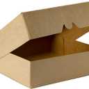 ONE MORE [25pcs] 9inch Kraft Brown Bakery Boxes, Large Pie Boxes with PVC Window Natural Disposable box for Cookie 9x9x2.5inch,25 of Pack