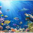 7x5ft Under The Sea Photography Backdrop Ocean Underwater World Background Aquarium Coral Baby Shower Decorations Birthday Party Photo Banner