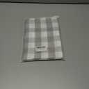 Amzdecor Grey White Buffalo Plaid Valance Linen Sheer Cafe Curtain Buffalo Check Plaid Rod Pocket Rustic Farmhouse Kitchen Window Treatment for Living Room Bedroom,1 Panel, 55''x15'',Silver Gray White