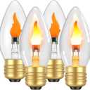 Hompavo Christmas Decorations - LED Flame Light Bulbs (2 Pack), 3W Flickering Fire Bulb, E26 Glass Shell for Halloween Party Patio Porch Home Indoor & Outdoor Decorations - 4