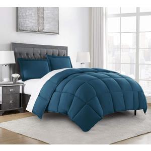 Chezmoi Collection 3-Piece All Season Queen Comforter Set Teal, Soft Quilted Down Alernative Duvet Insert with Corner Tabs, Lightweight Microfiber Bedding, 88 x 88 Inches