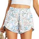 PrinStory Women's Running Shorts Summer High Waisted Quick Dry Athletic Work Out Gym Zipper Pocket Shorts with Liner (S)