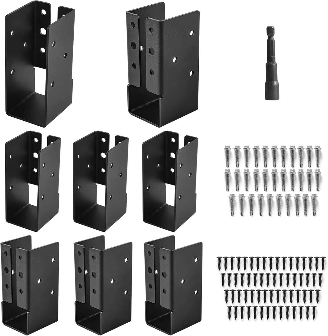 Concealed Joist Hangers, 8 Pcs of 2"x4" Outdoor Trim Concealed Flanges, Q235B Steel Powder Coated Concealed Mount Joist Hangers for 2"x4" Beam Swing, 3.7"