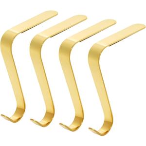 Avxzbef Christmas Stocking Holders Xmas Mantel Garland Clips Metal Grips Set of 4 Fireplace Hanger Hooks for Christmas Decoration Gold