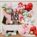 Pastel Pink Christmas Balloon Garland Arch Kit Pastel Pink Green Red White Balloons for Girls Christmas Birthday Baby Shower Friendsmas Santa Baby Holiday Party Decoration (Pink)
