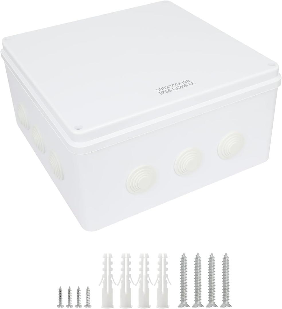 LeMotech Junction Box, ABS Plastic IP65 Waterproof and Dustproof, Universal Electrical Enclosure, Outdoor and Indoor Project Box 11.8X 11.8X 5.9 inch (300 x 300 x 150 mm)