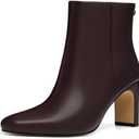 Athlefit Women's Ankle Boots Fashion Square Toe Chunky Heeled Short Boots with Side Zipper, 8