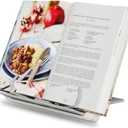 Portable Book Stand Holders for Reading Hands Free, Adjustable Cookbook Recipe Stand Holder for Kitchen Counter with Page Holder Clips