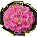 Pink Glitter Roses Bouquet, 24 Pcs Shiny Glitter Flowers Bouquet, Everlasting Artificial Roses Bouquet for Mothers Day, Birthday, Anniversary, Wedding, Engagement, Christmas