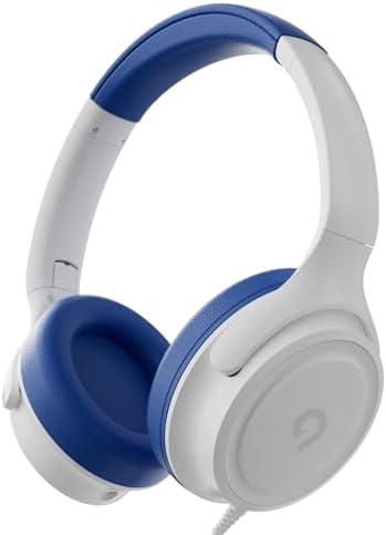 ADOOPE Kids Headphones with Cord-3.5mm Jack 85/94dB Safe Volume Control Built-in Microphone On-Ear Headphones for Kids/Teens/School/Travel/3.5mm Devices(White)