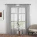 UPOPO Grey Sheer Curtains 92 inches Long Living Room Curtain Sheers Kitchen Dining Sliding Glass Door 2 Panels Voile Transparent Bedroom Drapes Linen Textured Rod Pocket Window Treatment Set