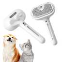 Rechargeable Cat Grooming Brush with Steam - Removes Static Hair, Easy to Clean, Friendly for Dogs (White)