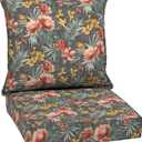 Arden Outdoor Deep Seat Cushion Set, 24 in x 24 in, Weather-Proof, Rain-Proof, Fade Resistant Patio Cushion for Chair, Sofa, and Couch Phoebe Grey Floral