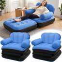 PRAXXIS Blow Up Pull Out Couch with Headboard,Inflatable Chair with Flocked Surface,Folding Inflatable Chairs for Adult,Portable Inflatable Sofa,Durable Inflatable Couch for Camping-2pcs
