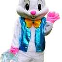 Plush Easter Bunny Rabbit With Vest Halloween Mascot Costume Party Cosplay Dress, Brown