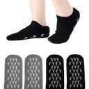 Moisturizing Socks, 2 Pairs Dry Cracked Feet Lotion Socks for Women, Foot Moisturizing Socks, Silicone Socks, Foot Care Heel Socks, Spa Socks (Black and Grey, Size Up to US 7)