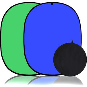 Koopro 57 Collapsible Twist Background Double-Sided Pop Up Flex Backdrops Chroma Blue & Green Portrait Screen Professional Video Photography and Television Studio Props with Carrying Case, Small