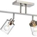 Yaohong 6-Light Track Lighting Kit Brushed Nickel Track Lighting Fixtures, Bathroom Wall Light Ceiling Mount Rotatable Spotlights, Kitchen Ceiling Light Fixtures with Glass Shade for Bathroom Hallway