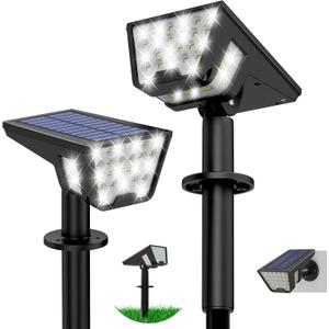 Solar Spot Lights Outdoor IP65 Waterproof, 53 LEDs Solar Powered Garden Yard Lights Outdoor 3 Modes Landscape Spotlight Wall Light with Auto On/Off for Driveway Porch 2 Pack (Cool White)