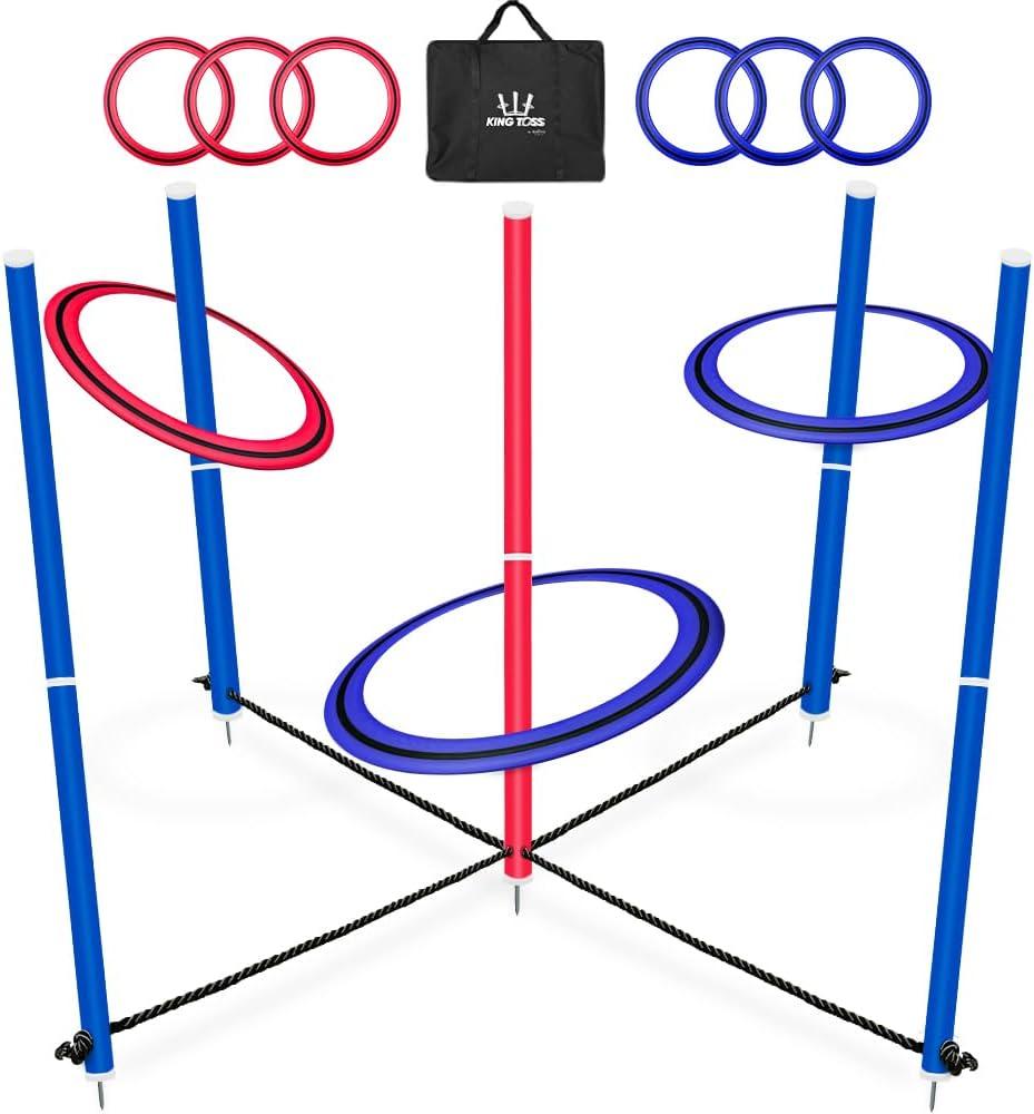 SWOOC Games - King Toss | Giant Ring Toss Game for Kids and Adults (4ft x 4ft) | Weatherproof Giant Outdoor Games for Adults and Family | Backyard Activities | Outside Yard & Lawn Game | Beach Fun