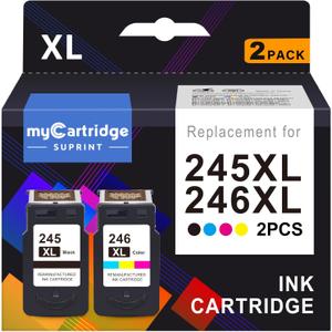 myCartridge SUPRINT 245XL Ink Cartridge PG-245 CL-246 Replacement for Canon Ink 245 and 246 Compatible for Canon 245XL 246XL Combo Pack for Pixma MG2522 TS3122 TS3322 MX490 TR4520 Printer 245 Ink
