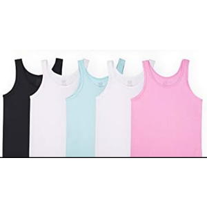 Fruit of the Loom Girls Undershirts Camis, Tank, Pack of 5, Assorted, Large