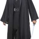 Men's Tunic Cosplay Costume Adults Outfits Halloween Robe Hooded Uniform Full Set (Black, M)