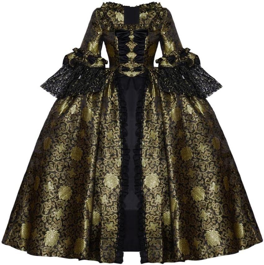 CosplayDiy Women's Queen Marie Antoinette Rococo Ball Gown Gothic Victorian Dress Costume Gold Black (Black, M)