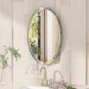 VocalStar Frameless Oval Mirror, 16" x 24" Bathroom Wall Mirror with Beveled Edge, Modern Decorative Vanity Mirrored for Living Room, Entryway, Bedroom | 1/4-Inch Shatterproof Glass