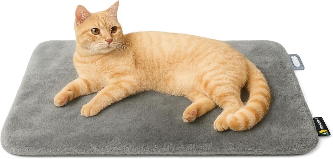 17"x30" Cat Heating Pad - Dual-Sided Pet Heated Pad for Cat and Small Dog with Removable Washable Cover & Adjustable Temperature, 24V Safe Heating, Anti-Chew Cord, 1H/2H Timer (Dark Gray)